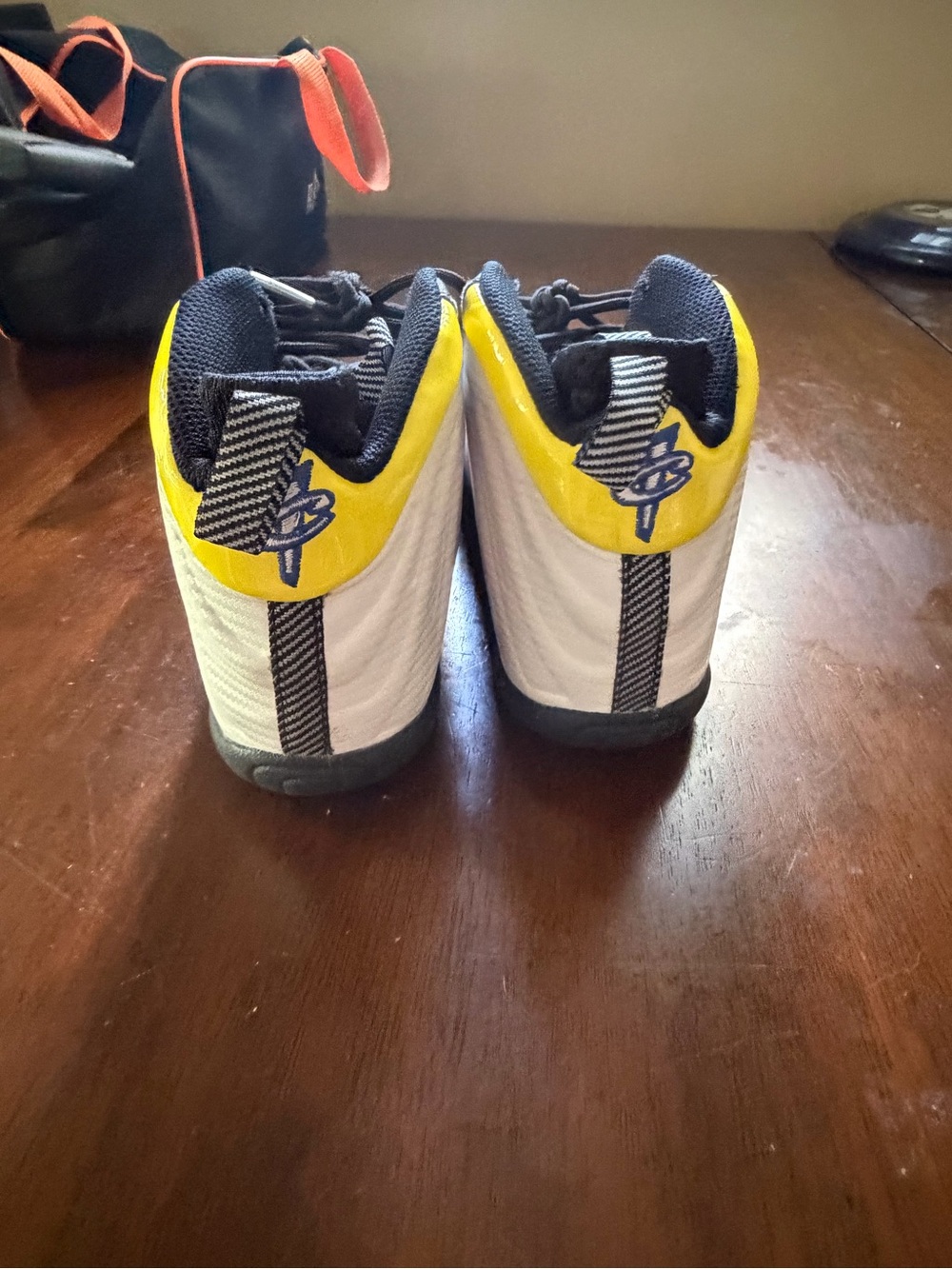 Nike foam Kids White, Yellow & Navy Athletic Sneakers